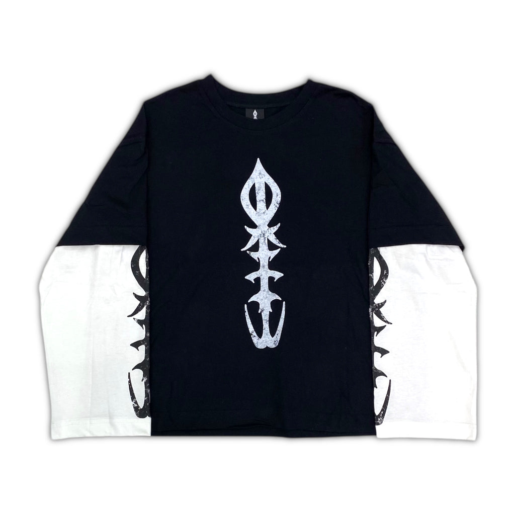 LEUSS DOUBLE LONG SLEEVE TSHIRT BLACK WHITE