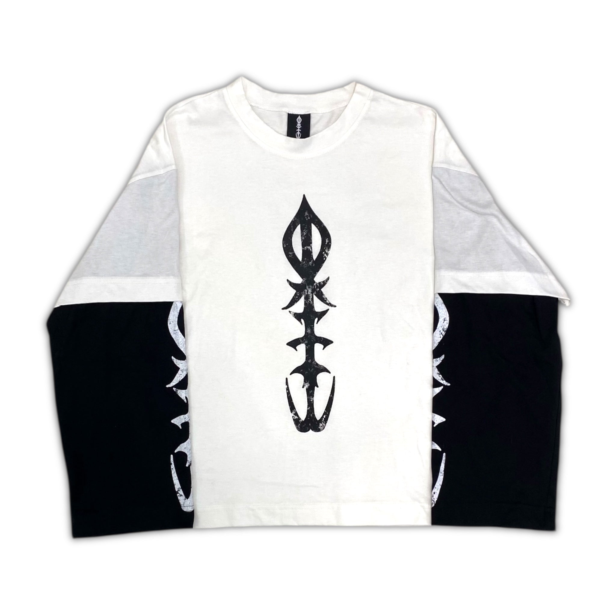 LEUSS DOUBLE LONG SLEEVE TSHIR WHITE BLACK