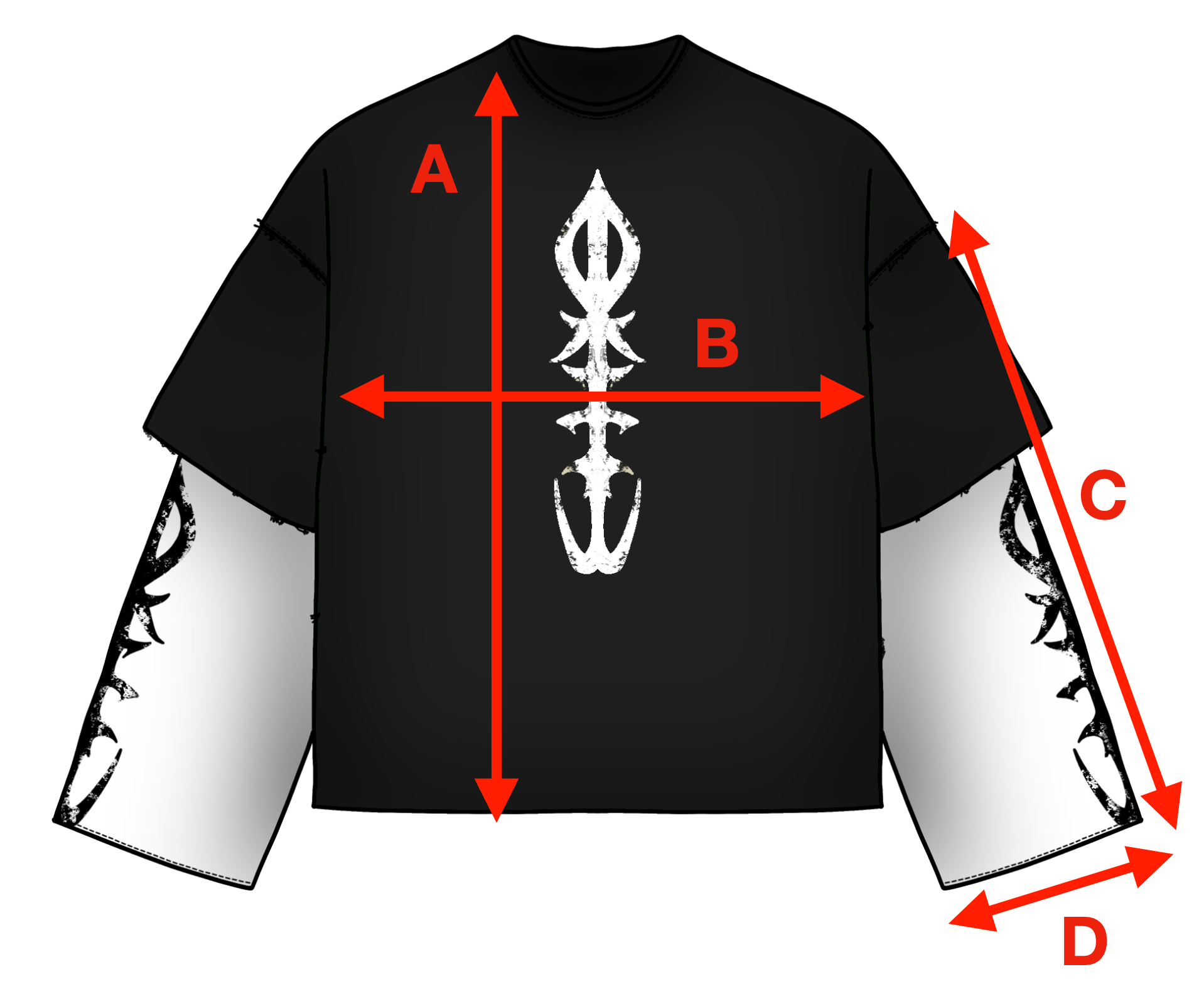 LEUSS DOUBLE LONG SLEEVE TSHIRT BLACK WHITE