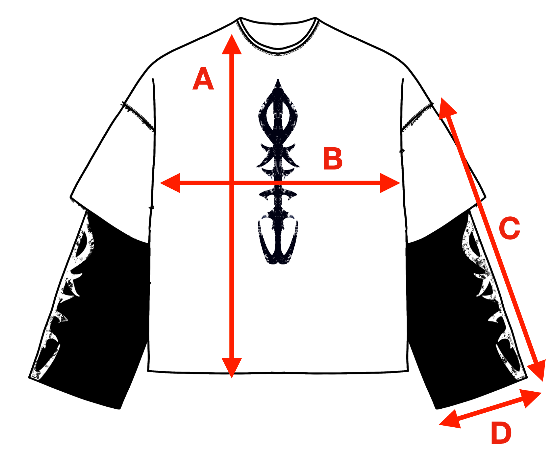 LEUSS DOUBLE LONG SLEEVE TSHIR WHITE BLACK